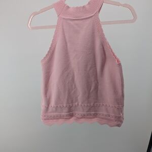 SHEIN Light Pink Ribbed Halter Tank Top